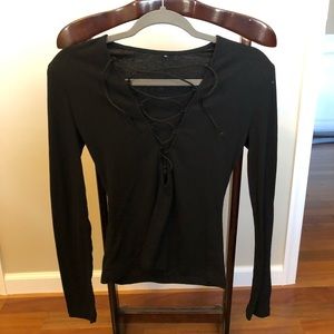 Black Lace Up Top